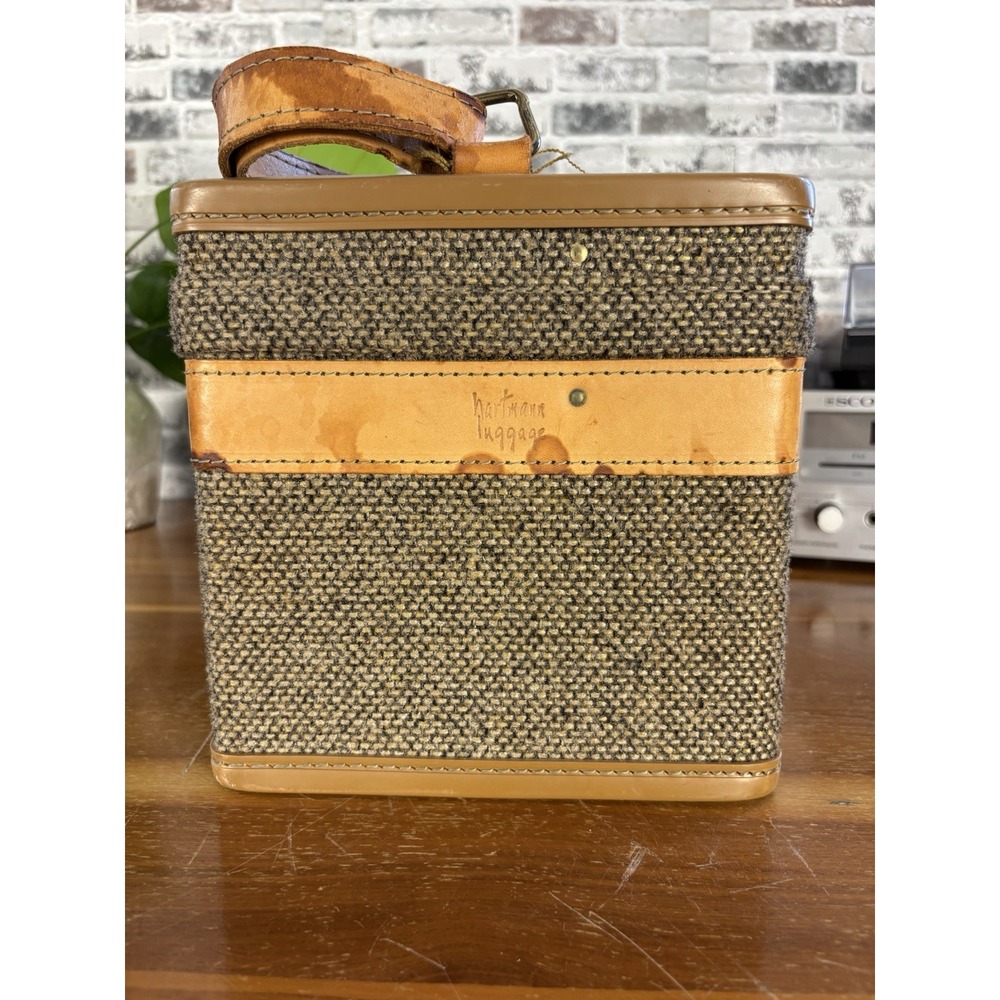 Hartmann Vintage Tweed Leather Train Case⭐️Makeup Toile Interior⭐️15" Travel Bag - Picture 4 of 14
